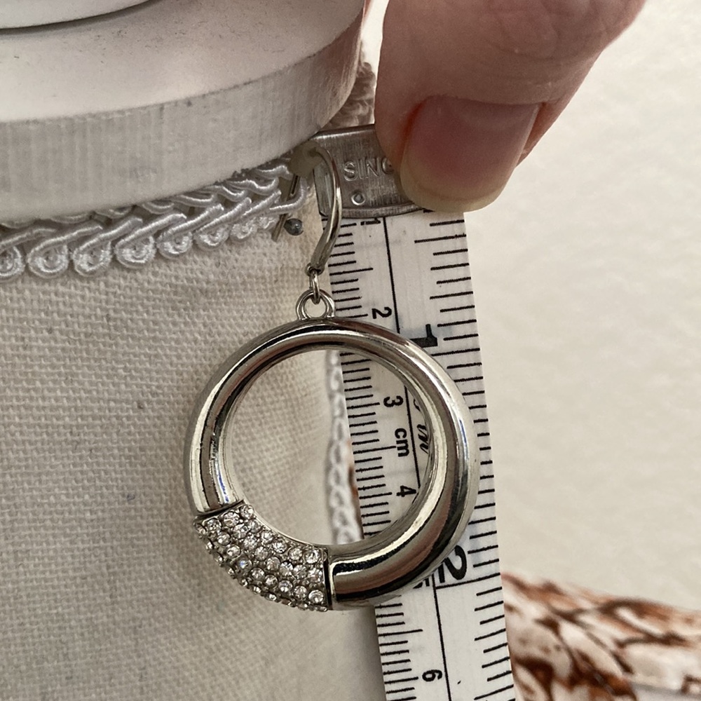 Silver & Rhinestone Circle Earrings - Picture 4 of 4